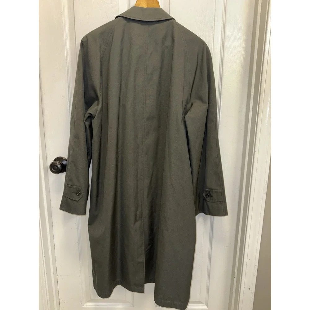 Vintage SEARS Perma Prest Trench Coat Hunter Green Button Liner Men's 40 USA 70s